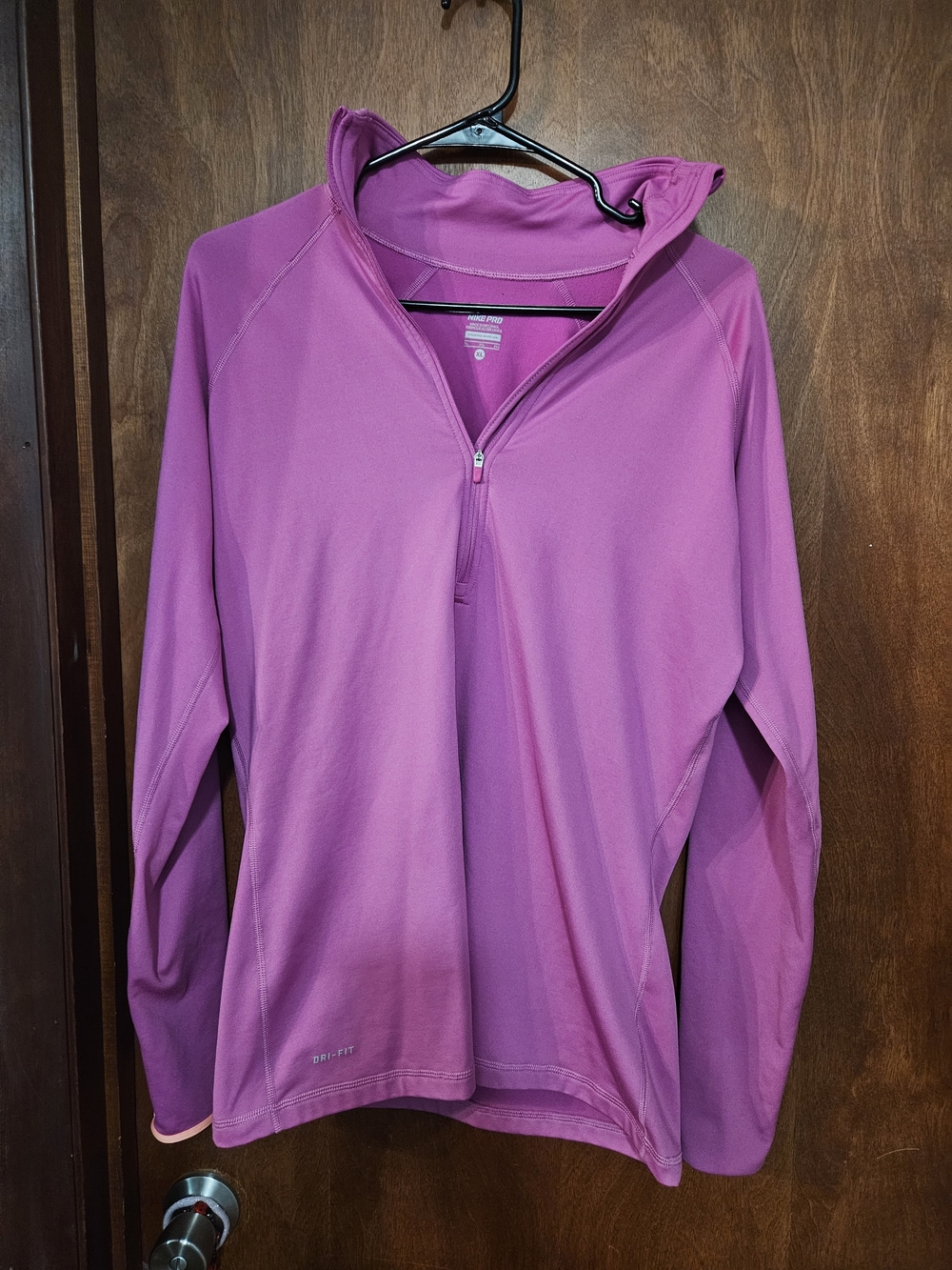Nike Women's Pink Half-Zip Cowl Neck Performance Sweater